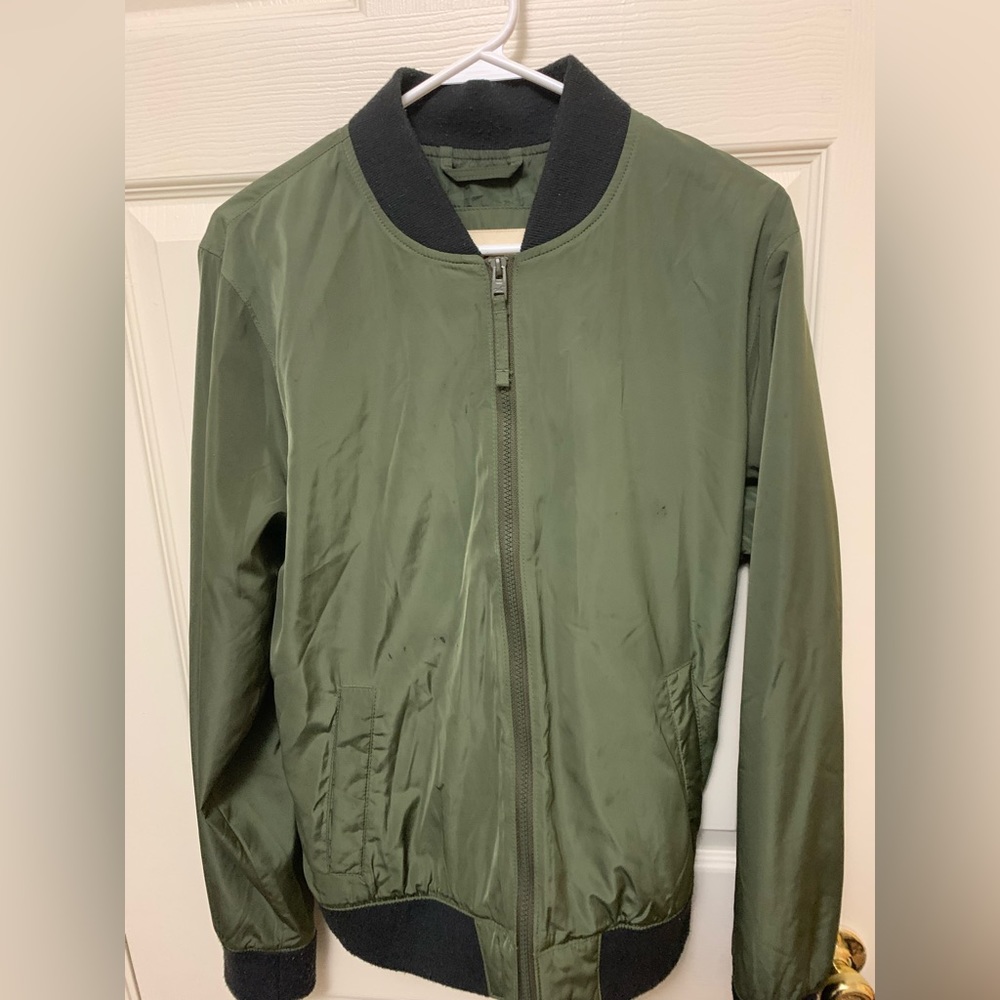 Hollister Olive Green Bomber Jacket (Medium)